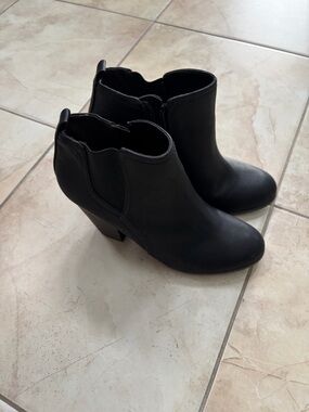 Fergalicious Black Ankle Booties with Block Heel